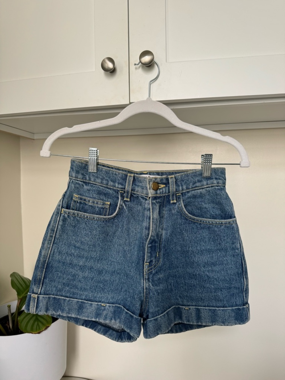 American Apparel High-Rise Blue Denim Jean Shorts
